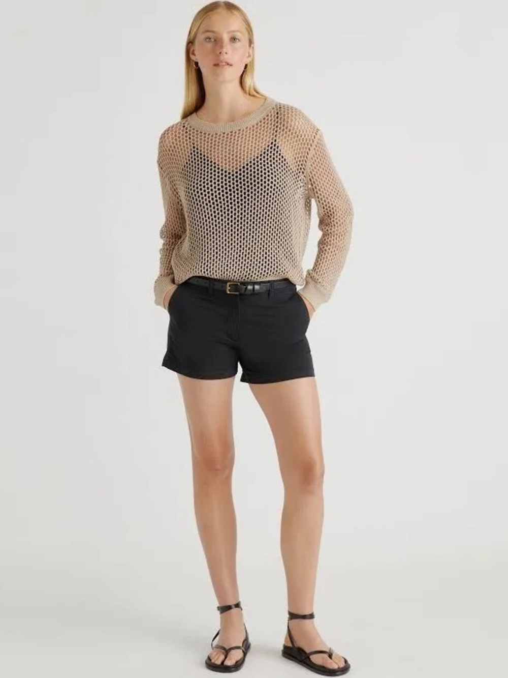 NWT Quince Organic Cotton Stretch Shorts Black Size 10 Classic Chino